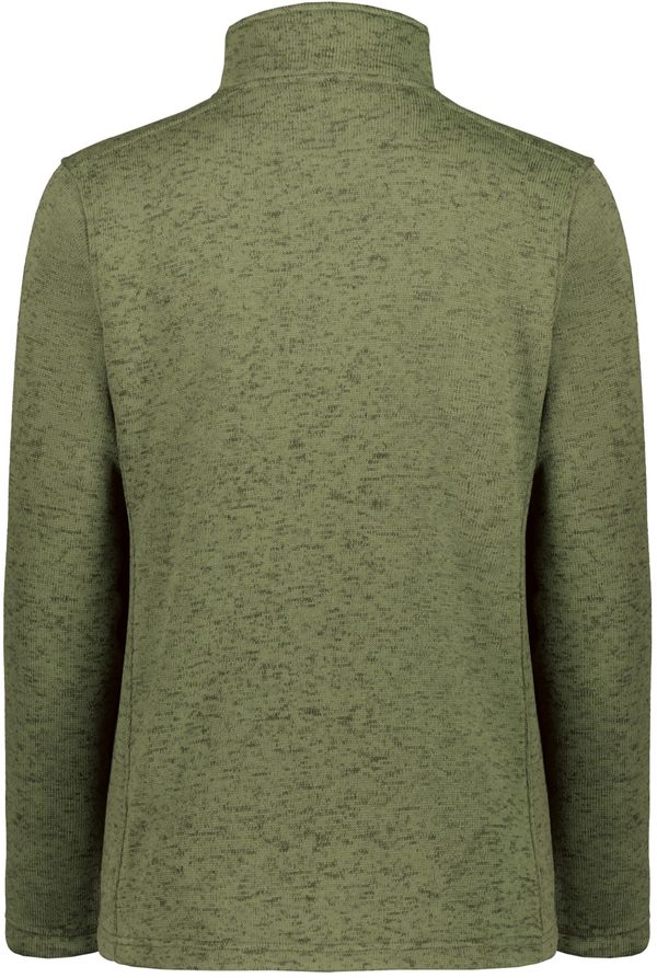 Am image of a Custom Holloway Ladies Alpine Sweater Fleece Quarter Zip in Olive Heather!