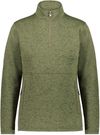 Am image of a Custom Holloway Ladies Alpine Sweater Fleece Quarter Zip in Olive Heather!