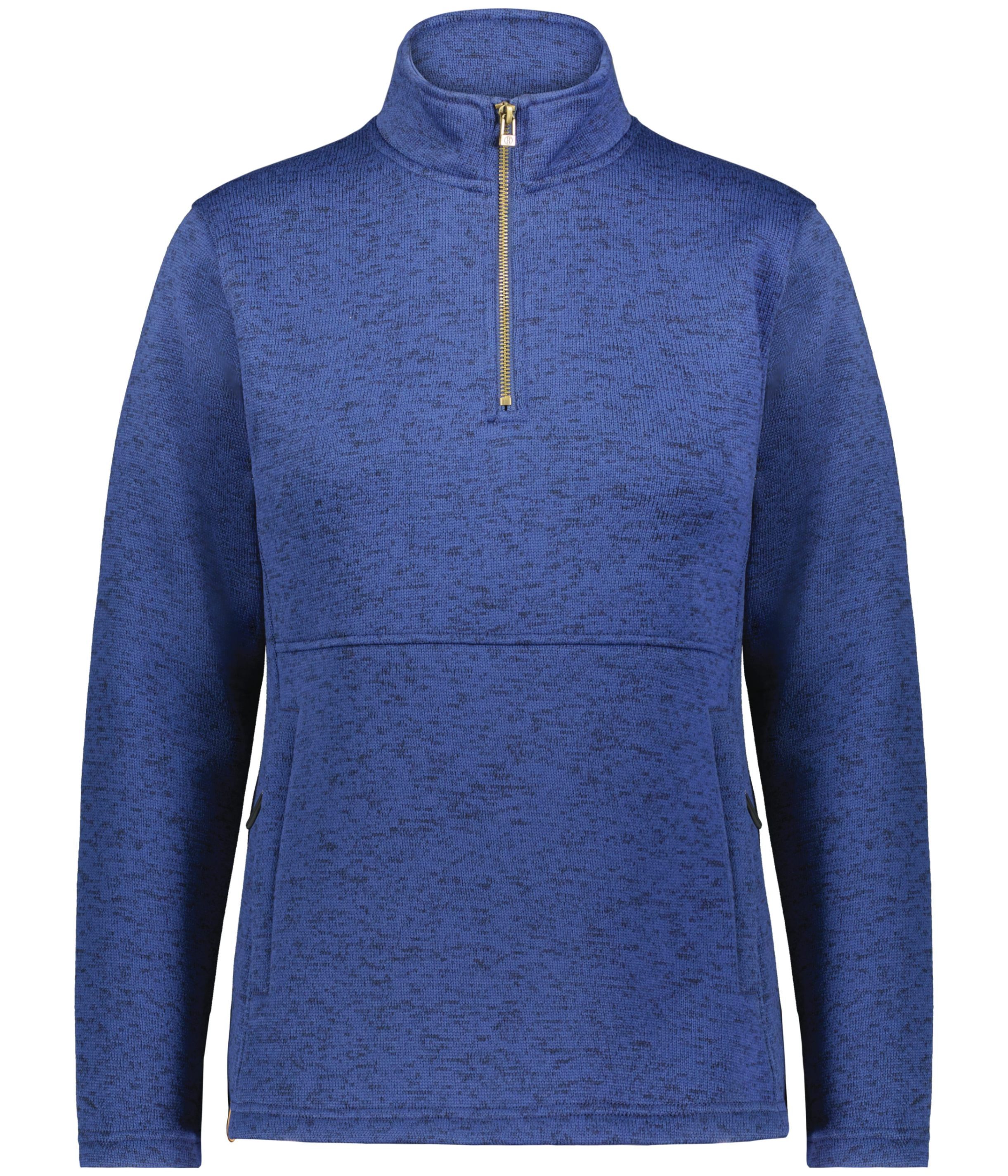 Holloway Ladies Alpine Sweater Fleece Quarter Zip in Navy Heather