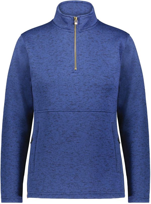 Am image of a Custom Holloway Ladies Alpine Sweater Fleece Quarter Zip in Navy Heather!