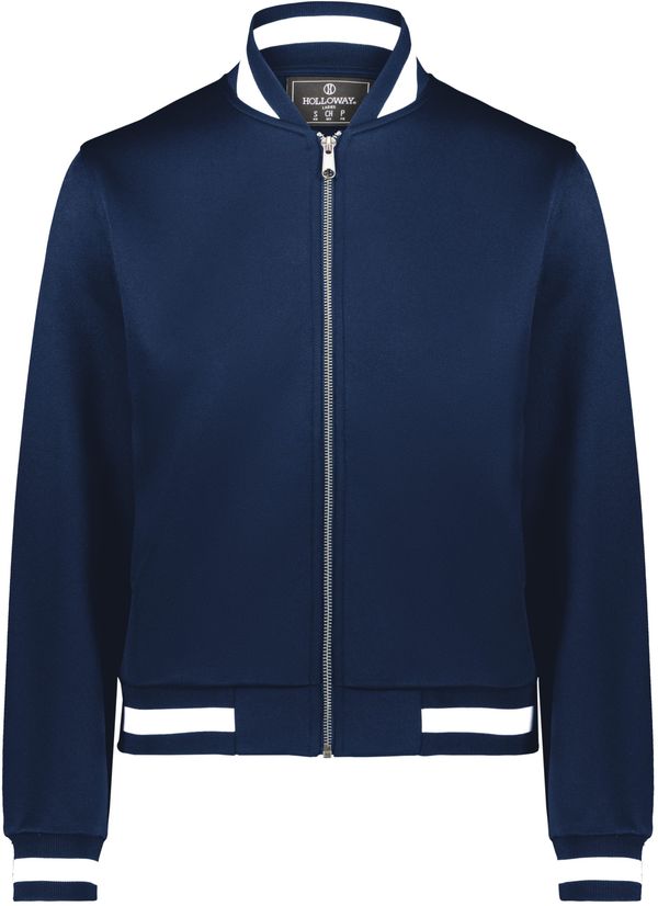 Am image of a Custom Holloway Ladies V Street Full Zip Jacket in Navy/White!