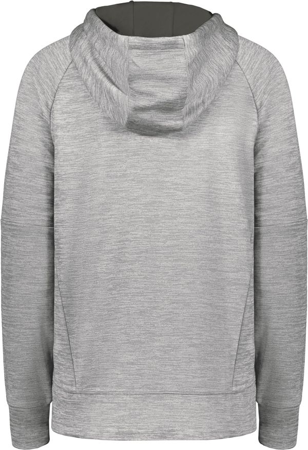 Am image of a Custom Holloway Ladies All Pro Performance Fleece Hoodie in Athletic Grey Heather/Iron!