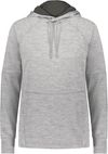 Am image of a Custom Holloway Ladies All Pro Performance Fleece Hoodie in Athletic Grey Heather/Iron!