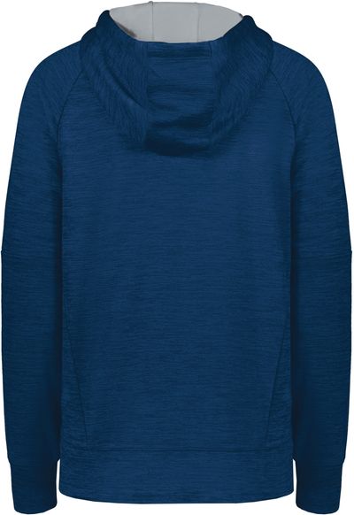 Am image of a Custom Holloway Ladies All Pro Performance Fleece Hoodie in Navy Heather/Silver!