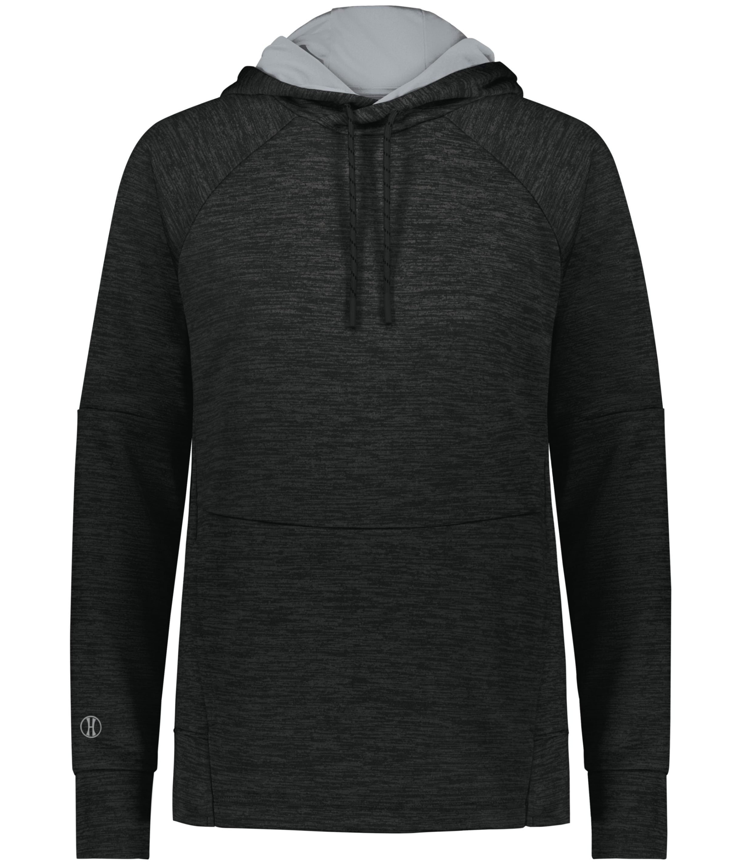 Holloway Ladies All Pro Performance Fleece Hoodie in Black Heather/Silver