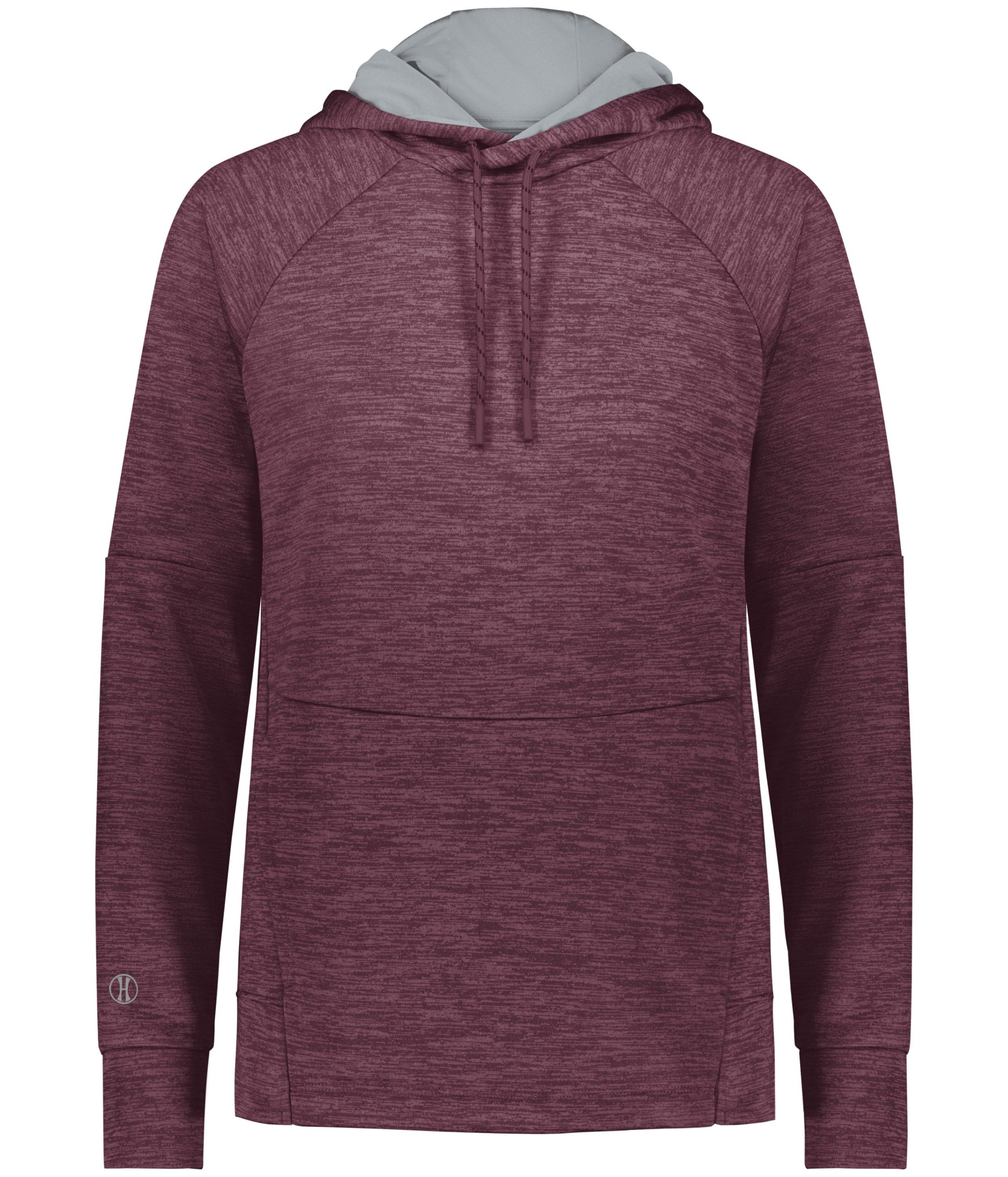 Holloway Ladies All Pro Performance Fleece Hoodie in Maroon Heather/Silver