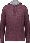 Am image of a Custom Holloway Ladies All Pro Performance Fleece Hoodie in Maroon Heather/Silver!