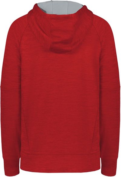 Am image of a Custom Holloway Ladies All Pro Performance Fleece Hoodie in Scarlet Heather/Silver!