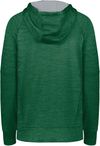 Am image of a Custom Holloway Ladies All Pro Performance Fleece Hoodie in Dark Green Heather/Silver!