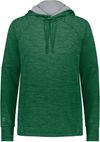 Am image of a Custom Holloway Ladies All Pro Performance Fleece Hoodie in Dark Green Heather/Silver!