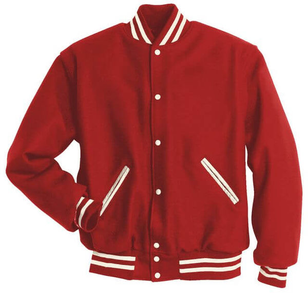 Am image of a Custom Holloway Letterman Jacket in Scarlet/White!