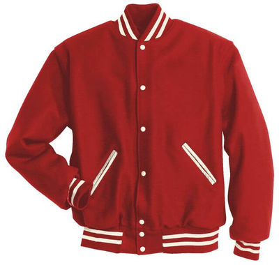 Am image of a Custom Holloway Letterman Jacket in Scarlet/White!