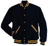 Am image of a Custom Holloway Letterman Jacket in Dark Navy/Light Gold!