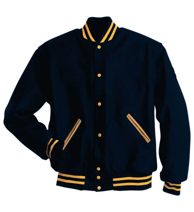Holloway Letterman Jacket in True Navy/Light Gold
