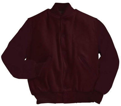 Am image of a Custom Holloway Varsity Jacket in Maroon!