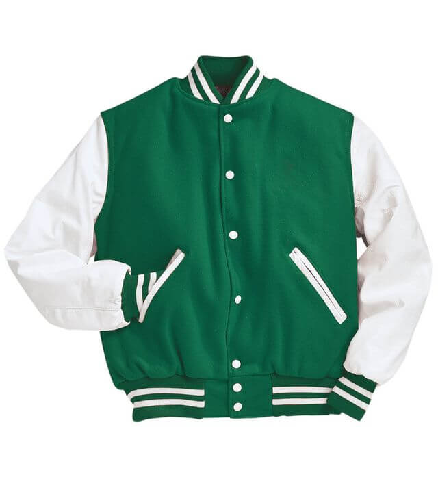 Holloway Varsity Jacket in Kelly/White