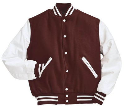 Am image of a Custom Holloway Varsity Jacket in Maroon/White!