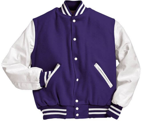 Am image of a Custom Holloway Varsity Jacket in Purple/White!