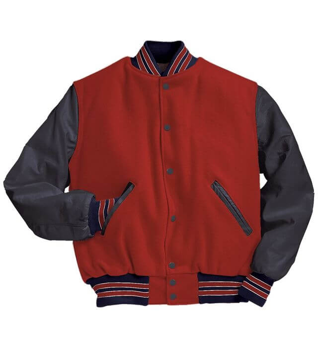Holloway Varsity Jacket in Scarlet/True Navy/White