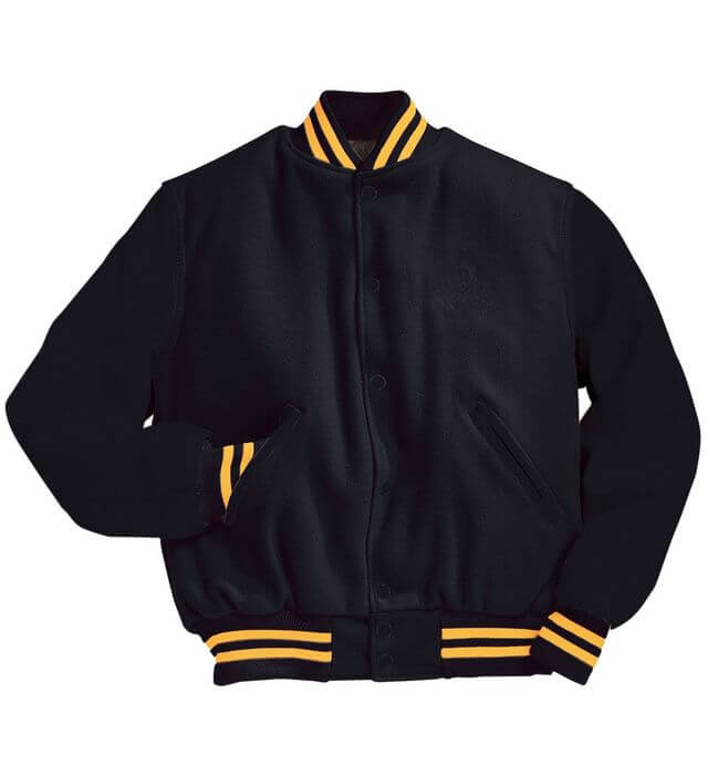 Holloway Varsity Jacket in Black/Light Gold