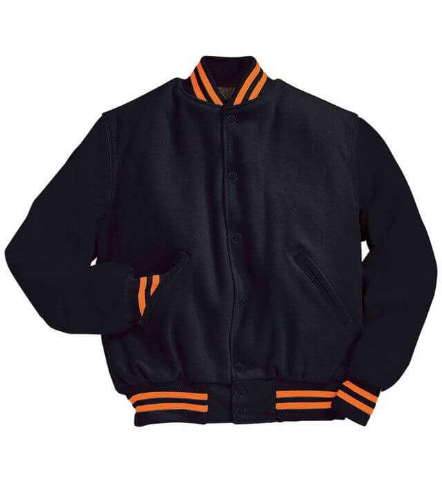 Holloway Varsity Jacket in Black/Burnt Orange