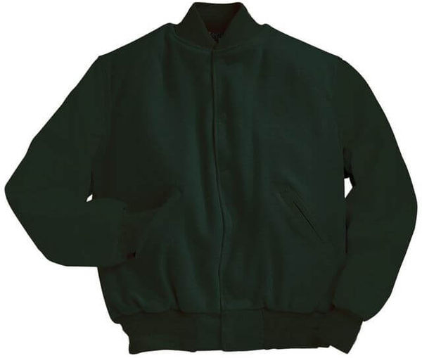 Am image of a Custom Holloway Varsity Jacket in Forest Green!