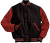 Am image of a Custom Holloway Varsity Jacket in Black/Scarlet/Scarlet!