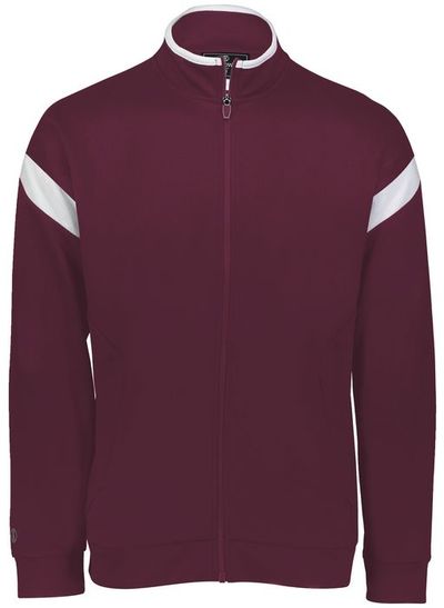 Am image of a Custom Holloway Limitless Jacket in Maroon/White!