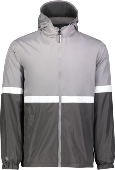 Am image of a Custom Holloway Youth Turnabout Reversible Jacket in Athletic Grey/Carbon!