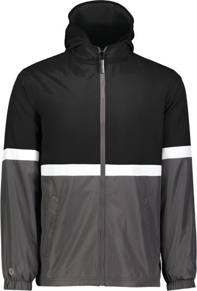Am image of a Custom Holloway Youth Turnabout Reversible Jacket in Black/Carbon!