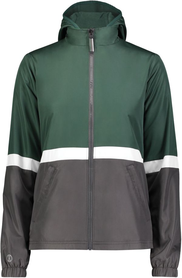 Am image of a Custom Holloway Ladies Turnabout Reversible Jacket in Dark Green/Carbon!