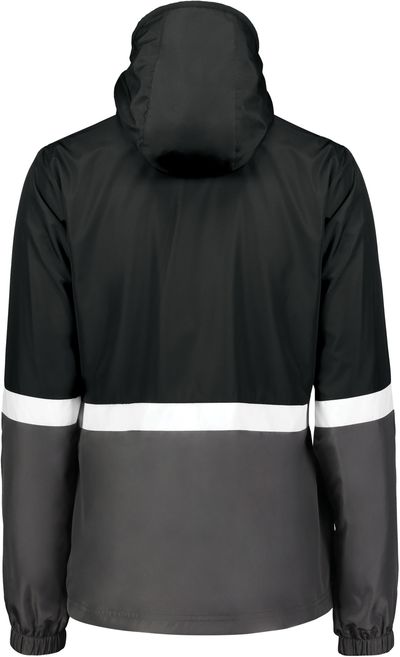 Am image of a Custom Holloway Ladies Turnabout Reversible Jacket in Black/Carbon!