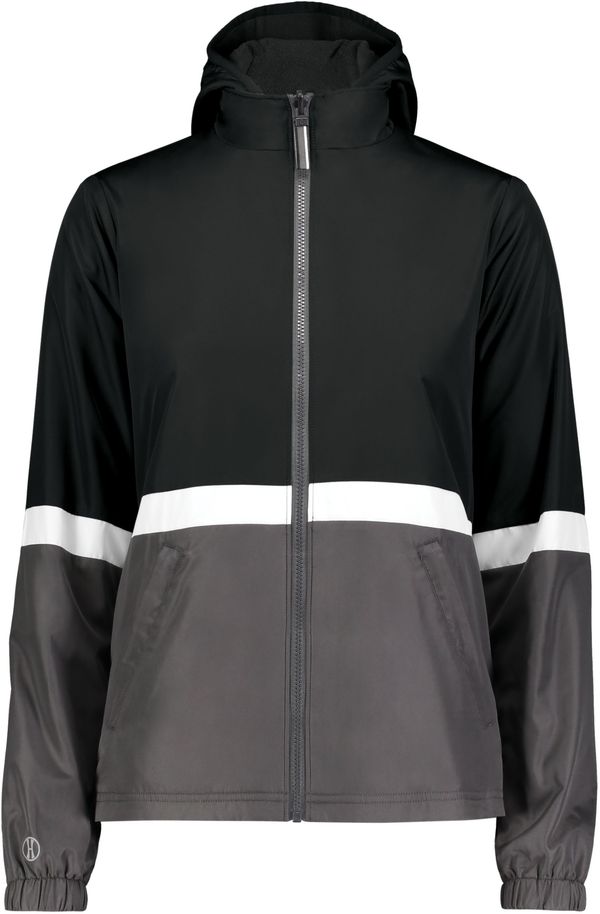Am image of a Custom Holloway Ladies Turnabout Reversible Jacket in Black/Carbon!