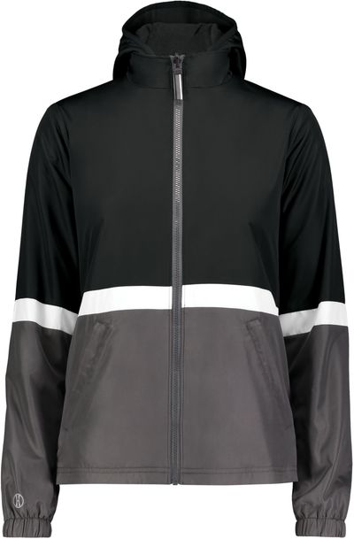 Am image of a Custom Holloway Ladies Turnabout Reversible Jacket in Black/Carbon!
