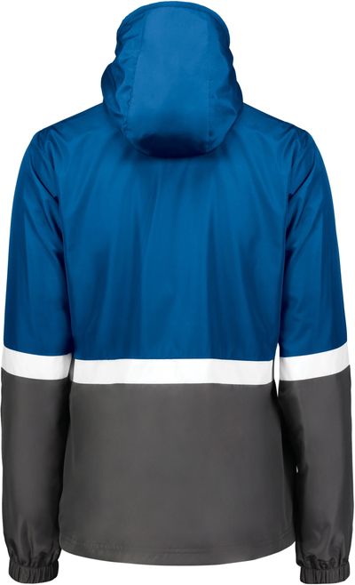 Am image of a Custom Holloway Ladies Turnabout Reversible Jacket in Royal/Carbon!