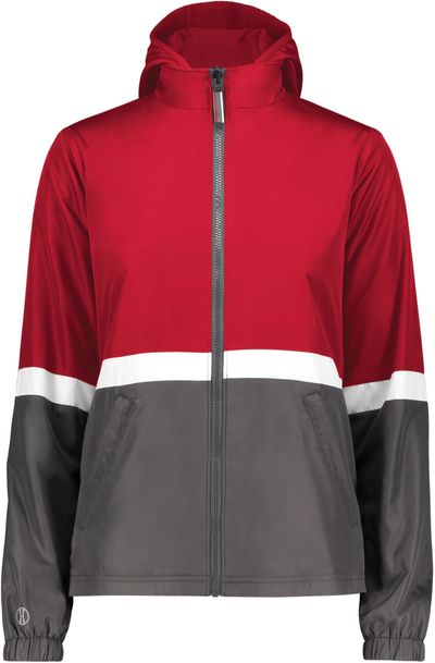 Am image of a Custom Holloway Ladies Turnabout Reversible Jacket in Scarlet/Carbon!