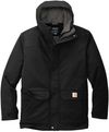 Am image of a Custom Carhartt Super Dux Insulated Hooded Coat in Black!