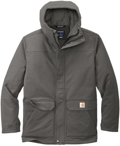 Am image of a Custom Carhartt Super Dux Insulated Hooded Coat in Gravel!