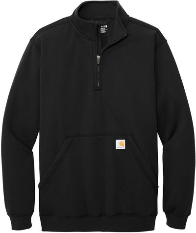 Am image of a Custom Carhartt Midweight Quarter Zip Mock Neck Sweatshirt in Black!