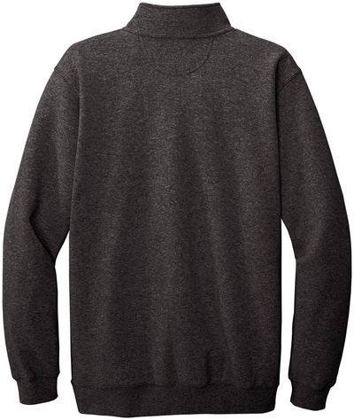 Am image of a Custom Carhartt Midweight Quarter Zip Mock Neck Sweatshirt in Carbon Heather!
