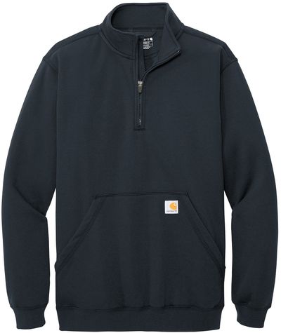Am image of a Custom Carhartt Midweight Quarter Zip Mock Neck Sweatshirt in New Navy!