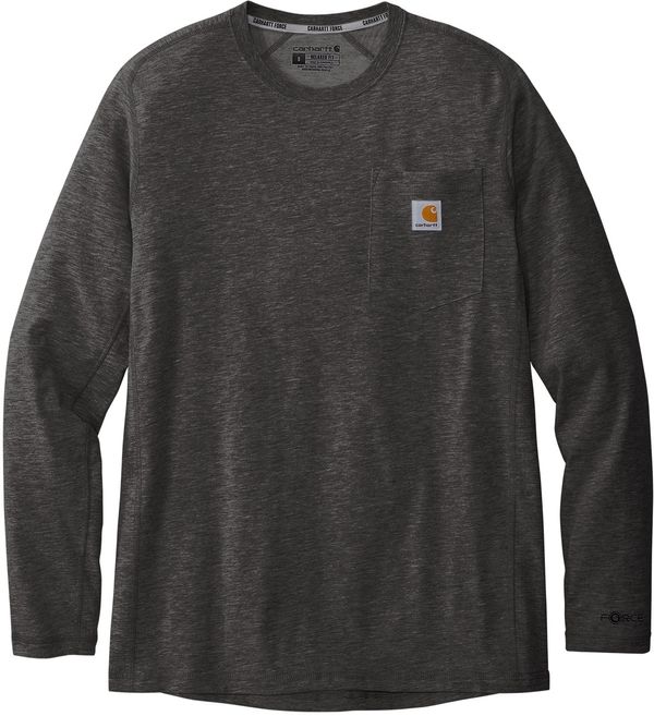 Am image of a Custom Carhartt Force Long Sleeve Pocket TShirt in Carbon Heather!