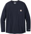 Am image of a Custom Carhartt Force Long Sleeve Pocket TShirt in Navy!