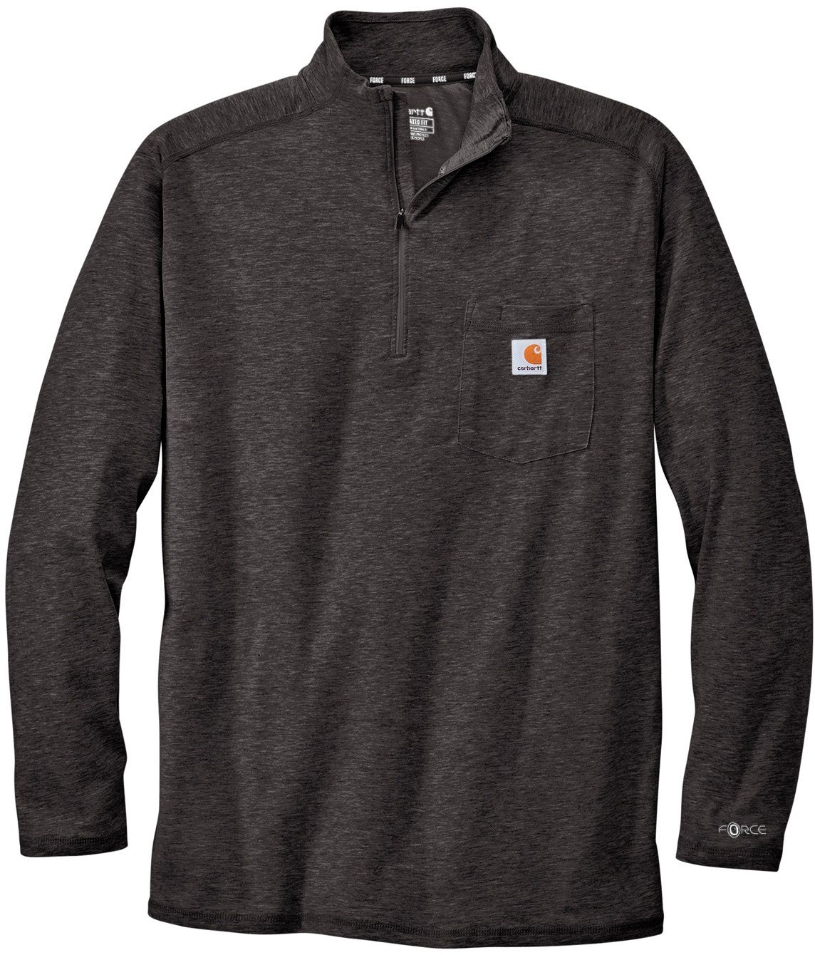 Carhartt Force Quarter Zip Long Sleeve TShirt in Carbon Heather