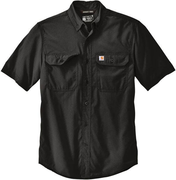 Am image of a Custom Carhartt Force Solid Short Sleeve Shirt in Black!
