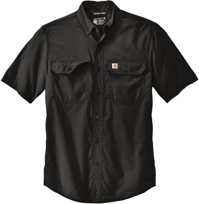 Am image of a Custom Carhartt Force Solid Short Sleeve Shirt in Black!