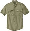 Am image of a Custom Carhartt Force Solid Short Sleeve Shirt in Burnt Olive!
