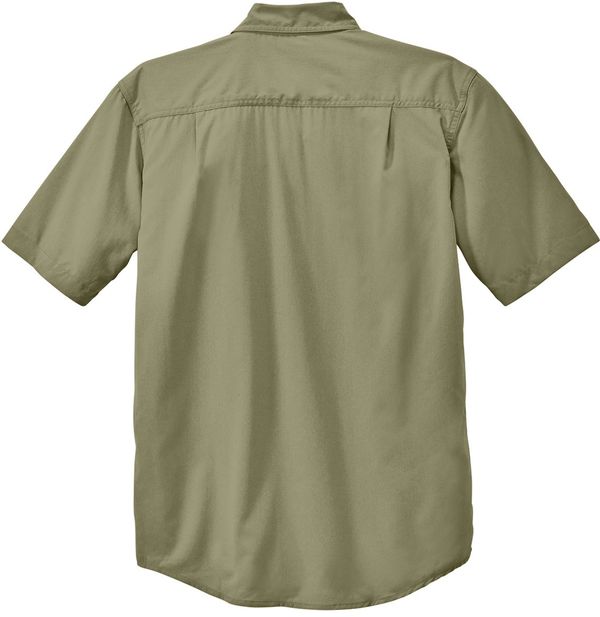 Am image of a Custom Carhartt Force Solid Short Sleeve Shirt in Burnt Olive!