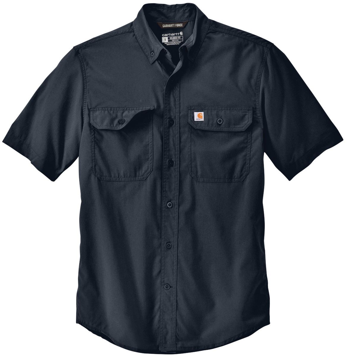 Carhartt Force Solid Short Sleeve Shirt in Navy
