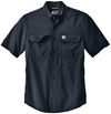 Am image of a Custom Carhartt Force Solid Short Sleeve Shirt in Navy!